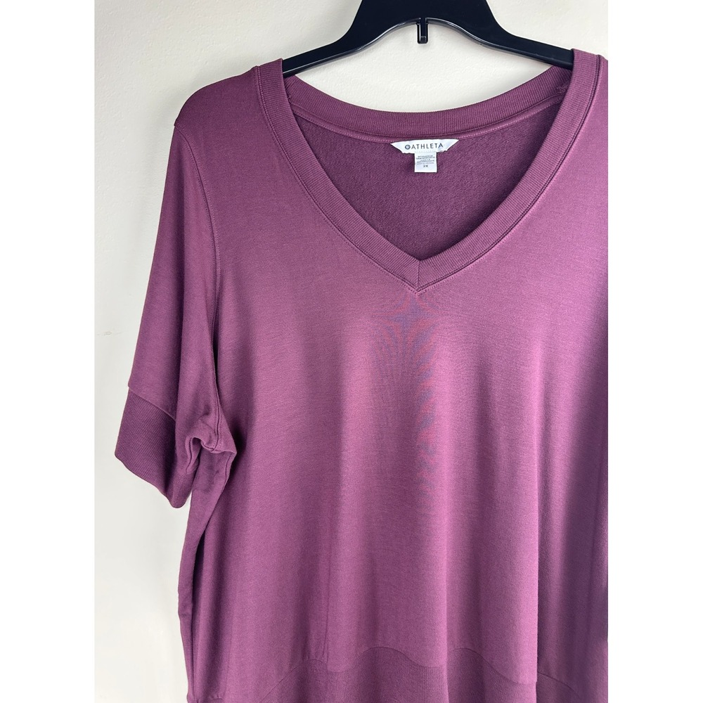 NEW Athleta Step Forward Sweatshirt Tee Aubergine Purple V-Neck Plus Size 2X - Picture 3 of 11